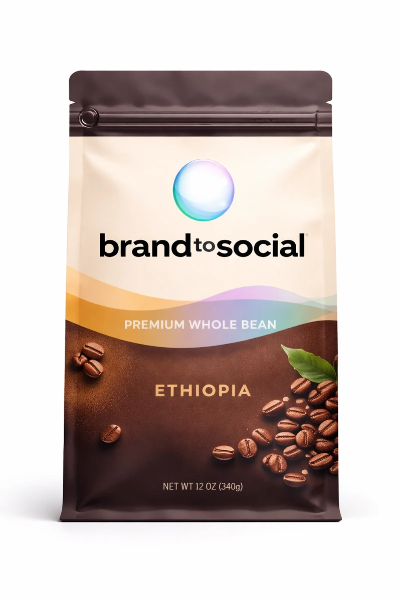 BrandToSocial concept coffee packaging