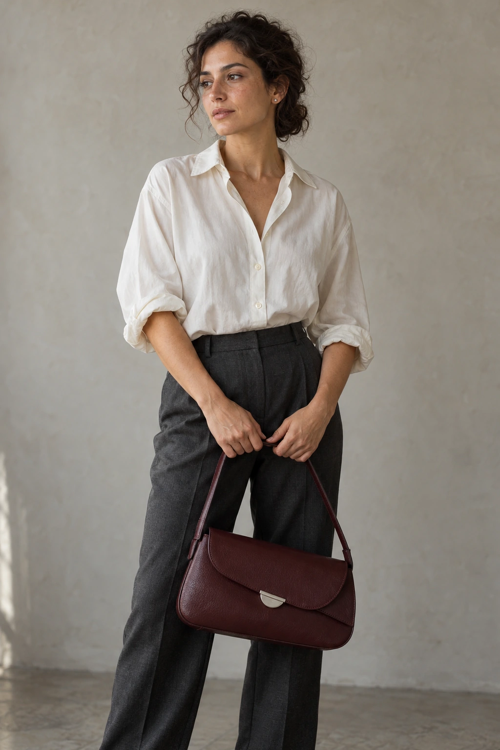 ORLO studio reference: the woman holding the Arc bag