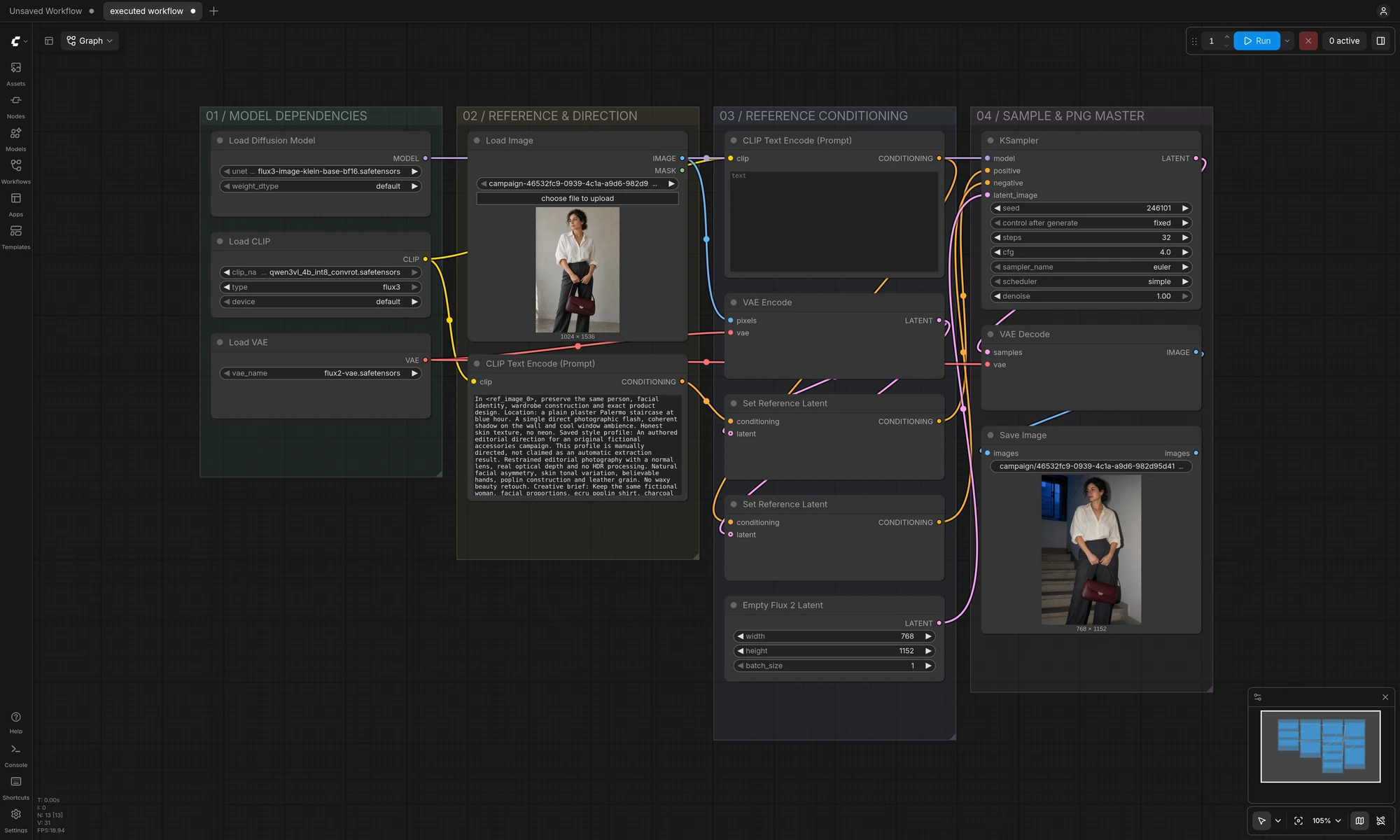 Actual native ComfyUI graph used by the Brand Prompt Studio environment revision