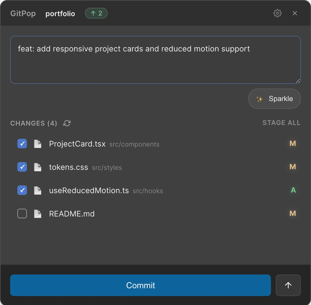 Original GitPop interface with sample repository data