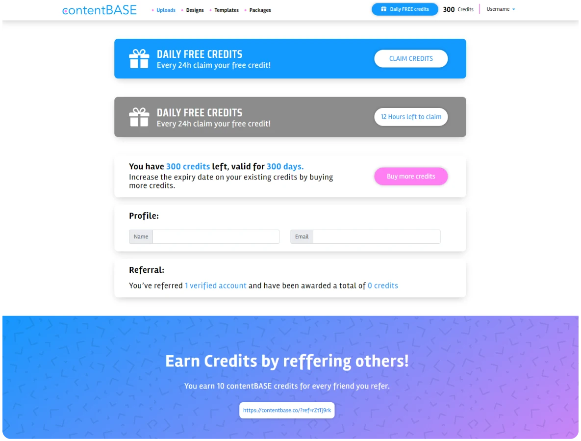Original Contentbase account and credit states