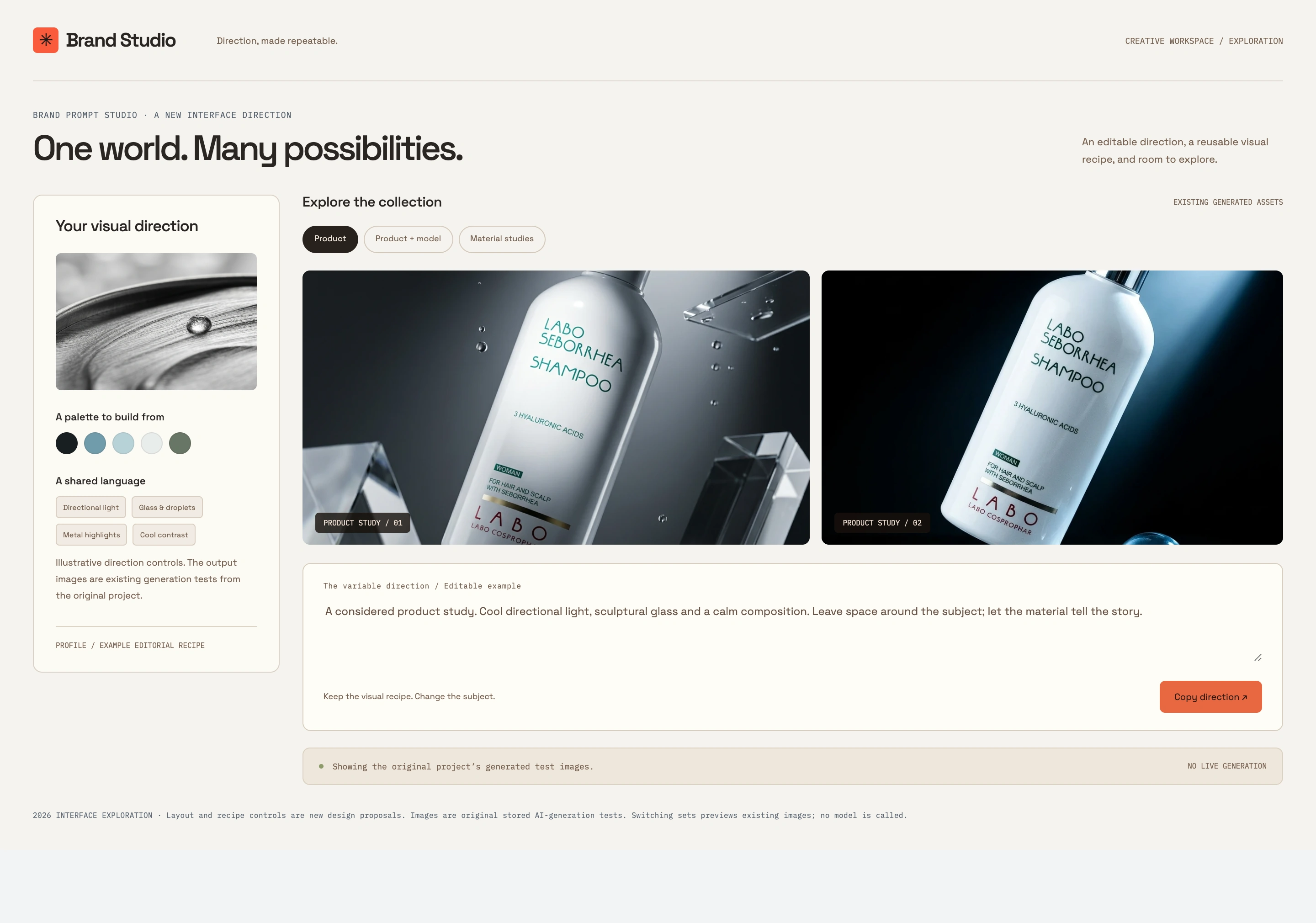 New Brand Prompt Studio visual workspace proposal