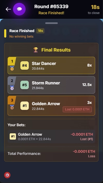 Original HashHorse results screen