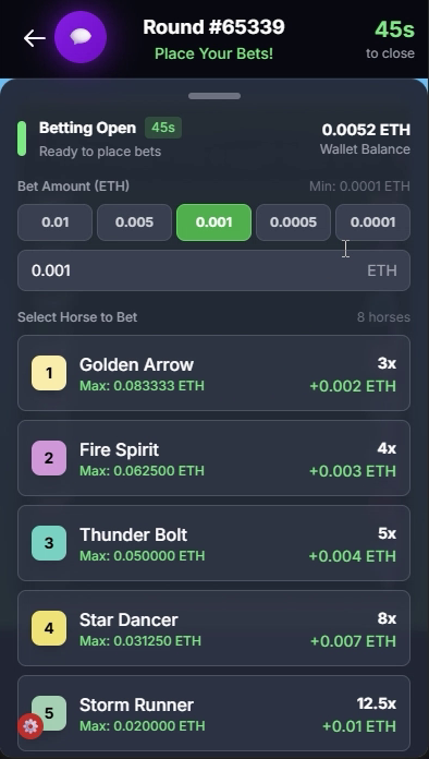 Original HashHorse selection screen